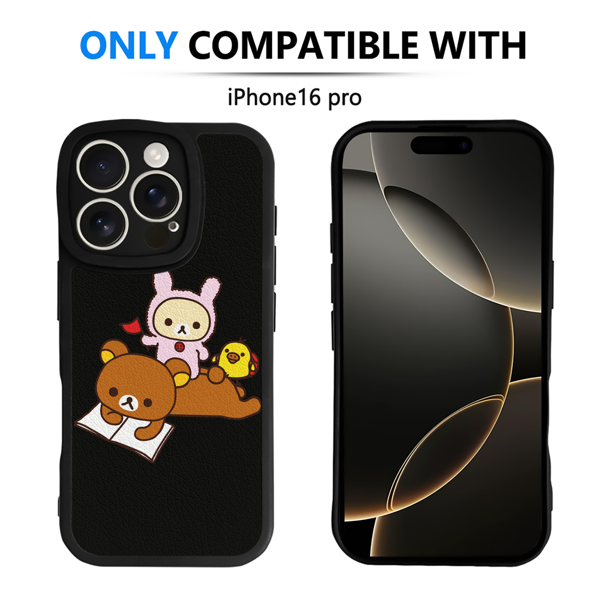 （画像用） リラックマ リラックマ キイロイトリ Rilakkuma Korilakkuma Kiiroitori 【iPhone 16シリーズ対応】シリコンスマホケース（レザー調） 材質：シリコン